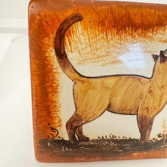Cute Siamese Cat Ceramic Tile 4x4" Decorative Trivet Backsplash Gift - Picture 3 of 6